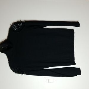 Cartise Womens  cropped turtleneck with sequin detail at shoulders